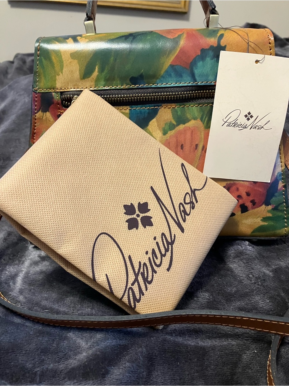 NEW! NWT PATRICIA NASH Chauny Watercolor Butterfly Leather Satchel Bag - Picture 5 of 5